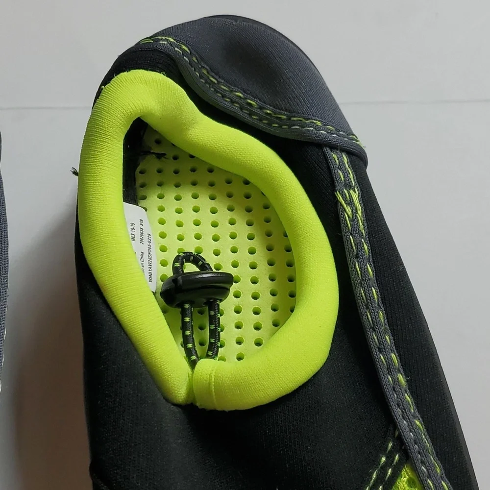 Black and yellow water shoes